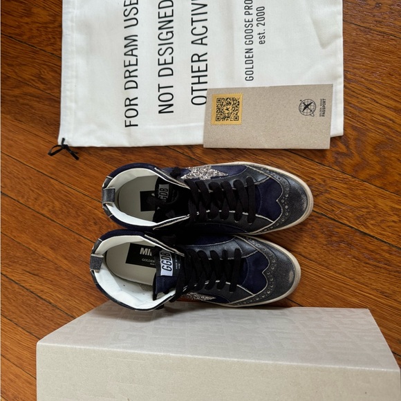 Golden Goose Mid Star Sneaker Navy Blue Gold Glitter NIB Auth - Picture 14 of 14